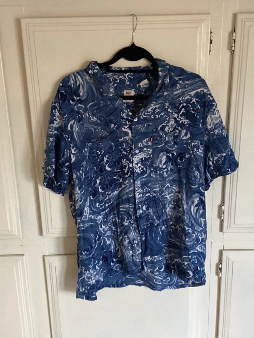 LEVI’S Classic Blue Waves Camp Resort Shirt Relaxed Men’s Large